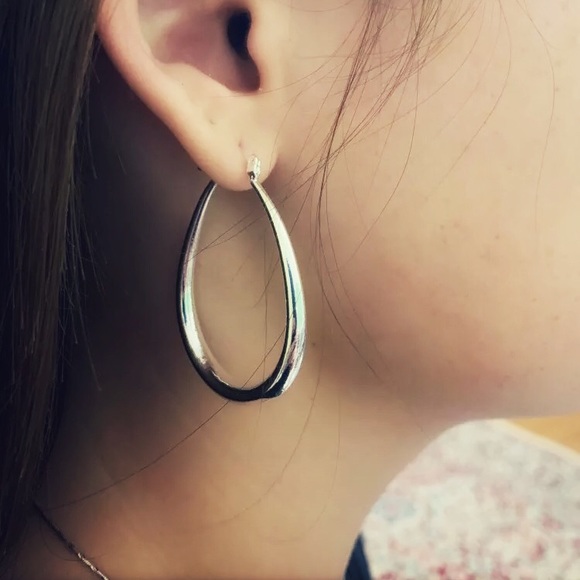 2” Sterling silver oval hoops - Picture 4 of 4